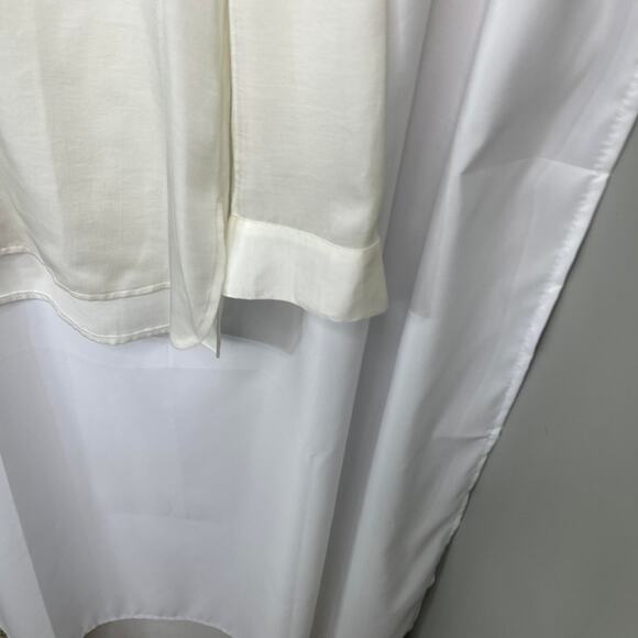 Chico's shirt blouse tunic top women's 12 semi sheer button down  up cream - Picture 7 of 16